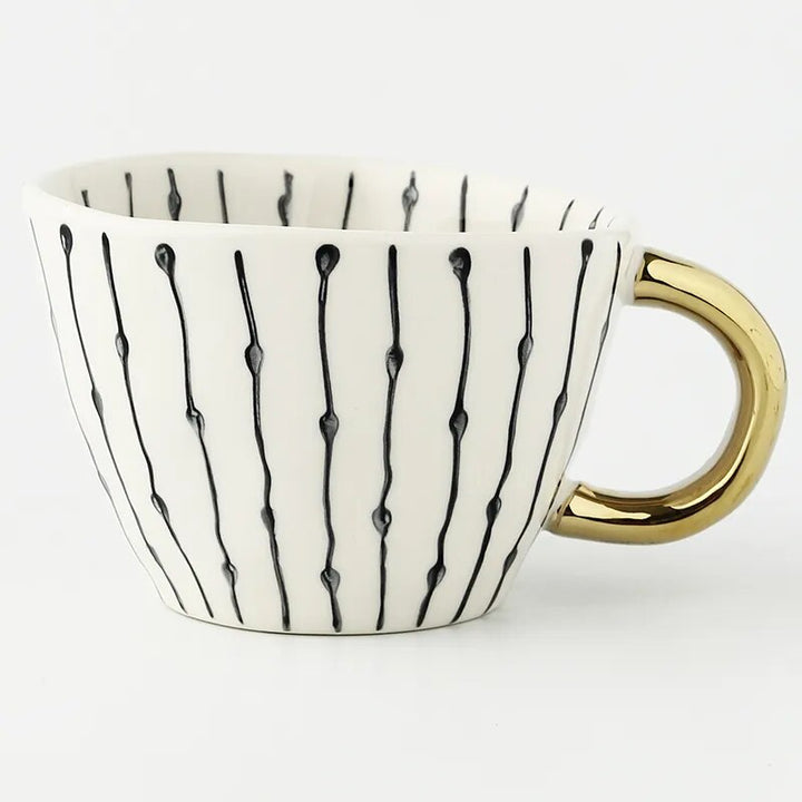 Premium Geometrische Keramiktasse mit Goldgriff – Erheben Sie Ihr tägliches Getränk