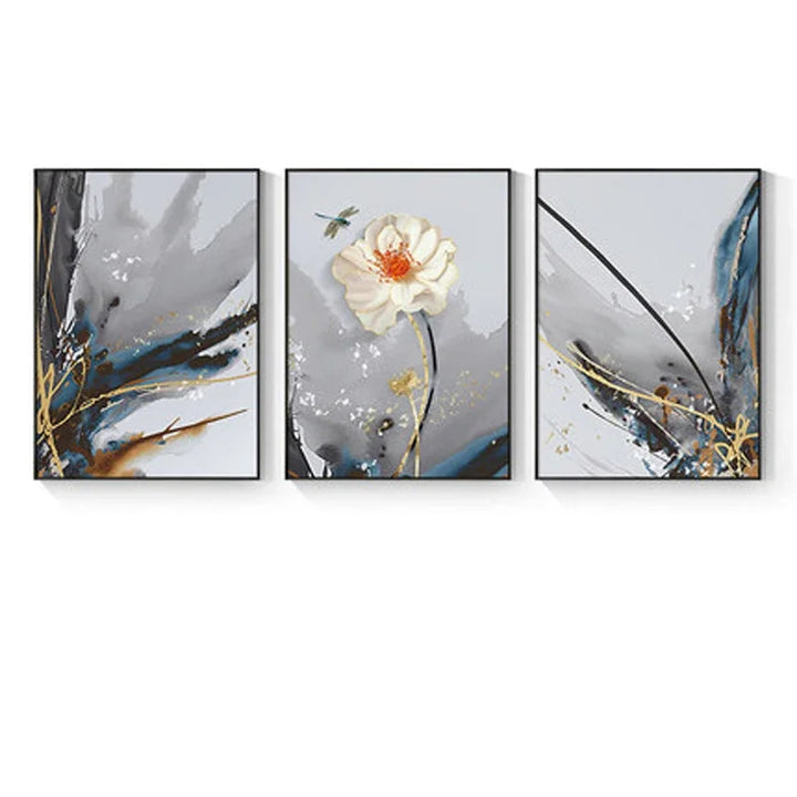 Moderne abstrakte florale Wandkunst Fine Art Leinwanddrucke blaue graue botanische Bilder für Wohnzimmer Schlafzimmer Wandkunst Dekor