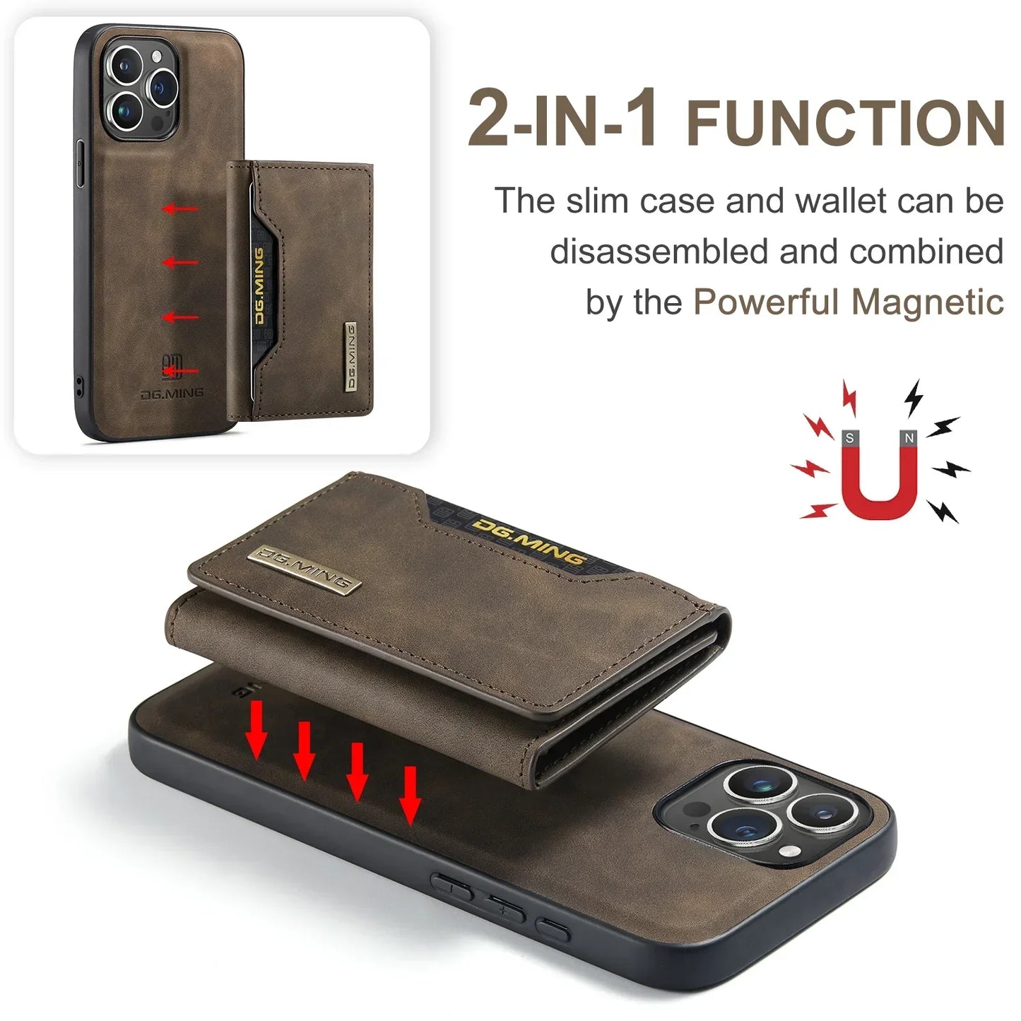 2-in-1 iPhone-Hülle mit abnehmbarer Brieftasche