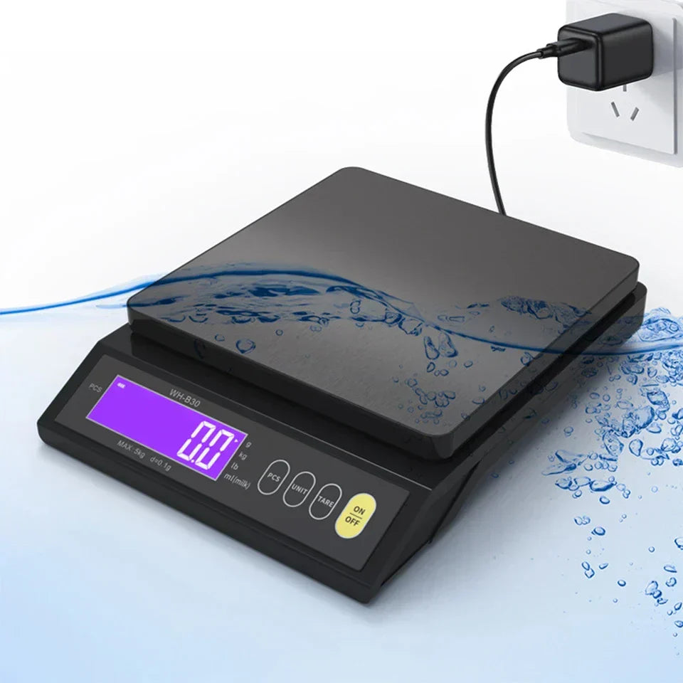 Karnz | 5 kg/0,1 g und 10 kg/1 g digitale elektronische Küchenwaage, LCD-Display, voll wasserdichtes Edelstahl-Waagetool zum Backen
