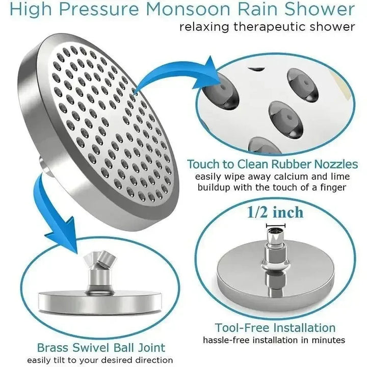 Hochdruck Regendusche Kopf mit Arm | Rundes Modell – Wandmontage Karnz