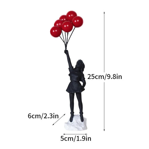 Artify Banksy Skulpturenkollektion | Blumenwerfer & Ballonmädchen | Pop-Art-Figuren | Moderne Büro- & Wohndekoration