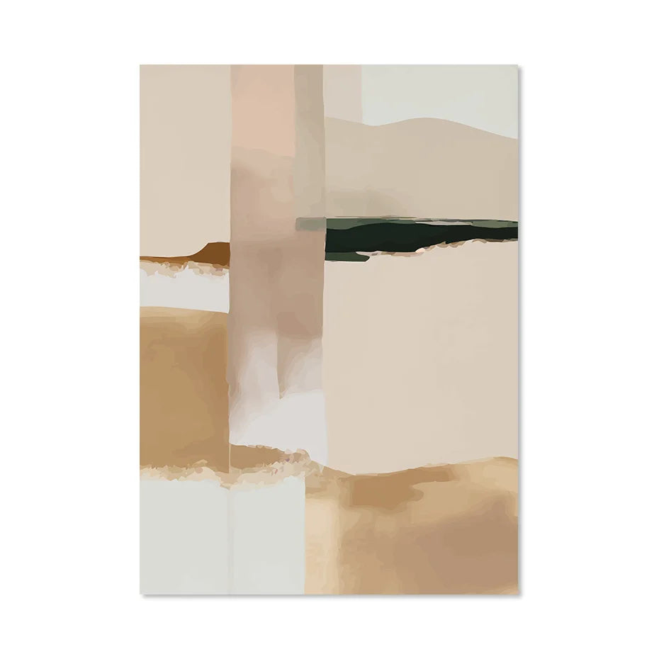Neutrale Farbblock Beige Schwarz Wandkunst Fine Art Leinwanddrucke Moderne abstrakte Bilder für Wohn- und Schlafzimmer Kunstdekoration | Karnz