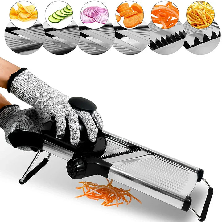 Karnz | Gemüseschneider SchnittProfi | Verstellbare Mandoline | Edelstahlklingen | Für Kartoffeln, Tomaten & mehr