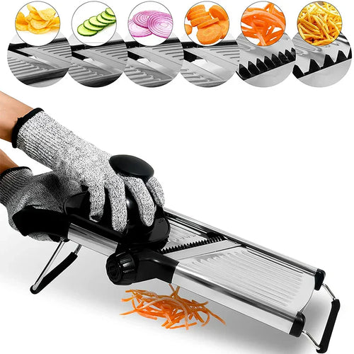 Karnz | Gemüseschneider SchnittProfi | Verstellbare Mandoline | Edelstahlklingen | Für Kartoffeln, Tomaten & mehr