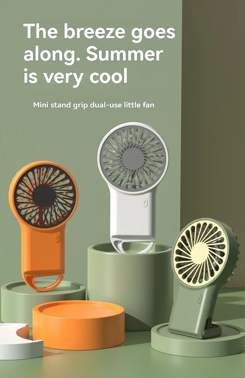 Neuer faltbarer USB wiederaufladbarer Mini-Ventilator | Handventilator für den Schreibtisch mit Cartoon-Design & Haken für Outdoor-, Heim- & Bürogebrauch | Karnz