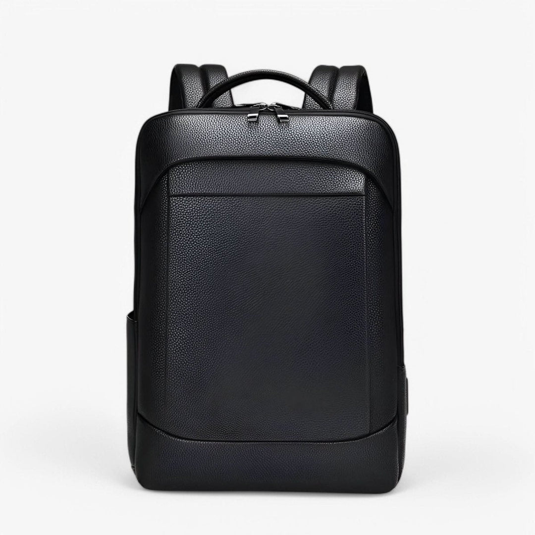 Eleganter Lederrucksack für Damen und Herren mit USB-Anschluss für Laptop und den täglichen Gebrauch, 15,6 Zoll, schwarz