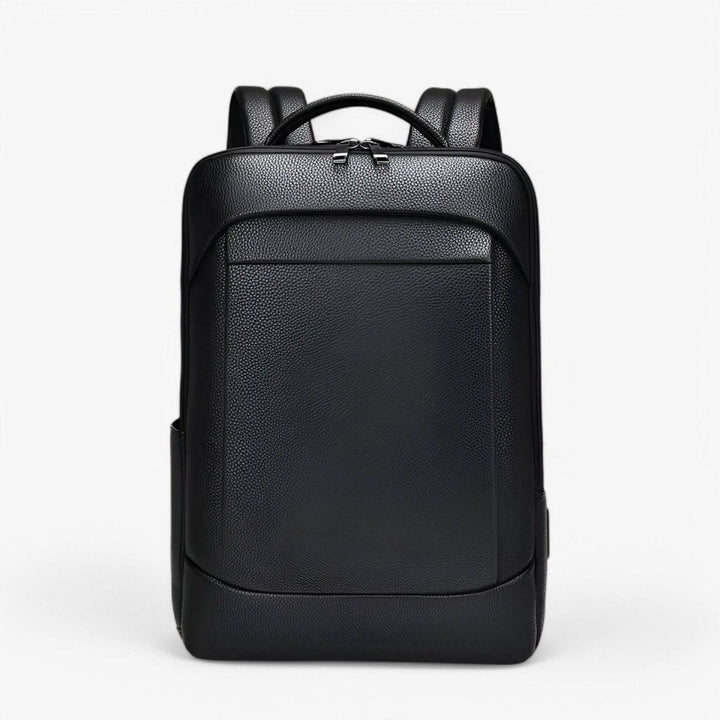 Eleganter Lederrucksack für Damen und Herren mit USB-Anschluss für Laptop und den täglichen Gebrauch, 15,6 Zoll, schwarz