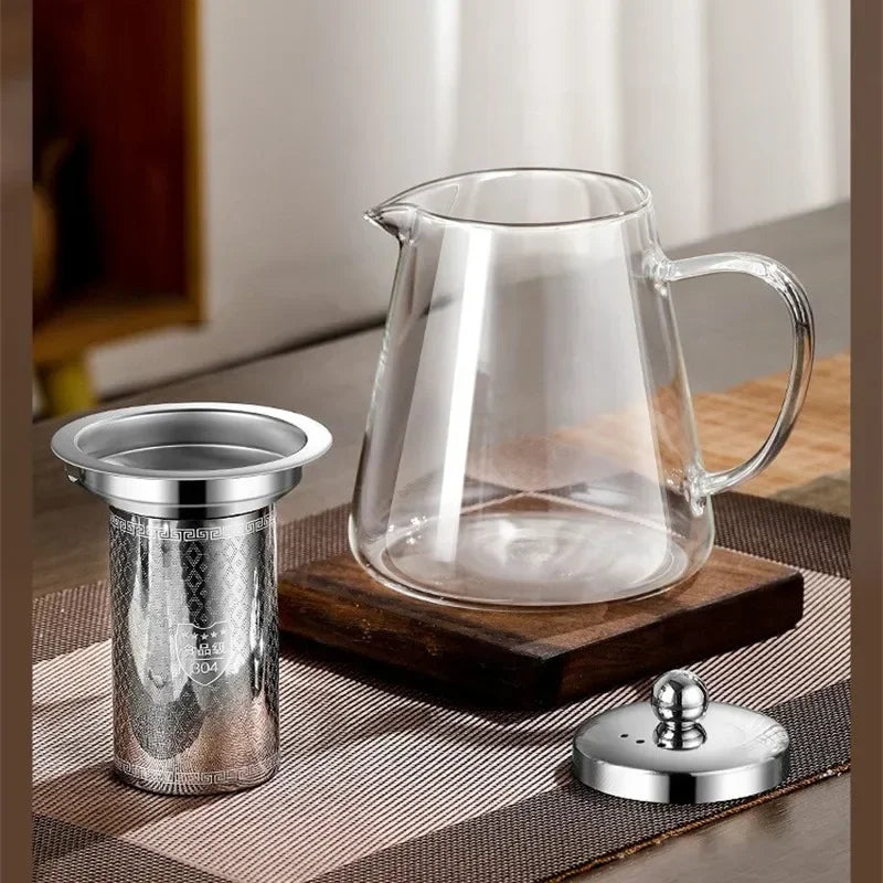450ml-950ml Hitzebeständige Glas Teekanne – Edelstahl Teesieb, Blumen-Kessel für Kung Fu Teewaren, Puer- und Oolong-Tee