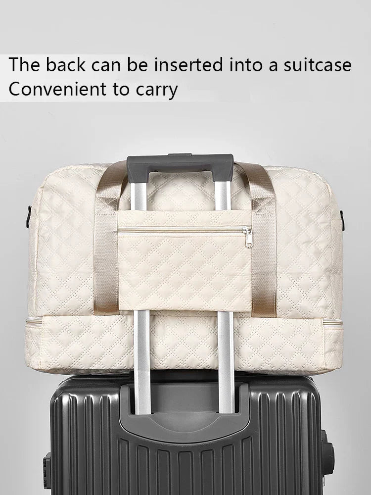 Karnz | Raumio TravelFlex Leichte Reisetasche mit Rautenmuster | Große Sport- & Wochenendtasche mit Schuhfach & Nassfach | Handgepäcktauglich & faltbar