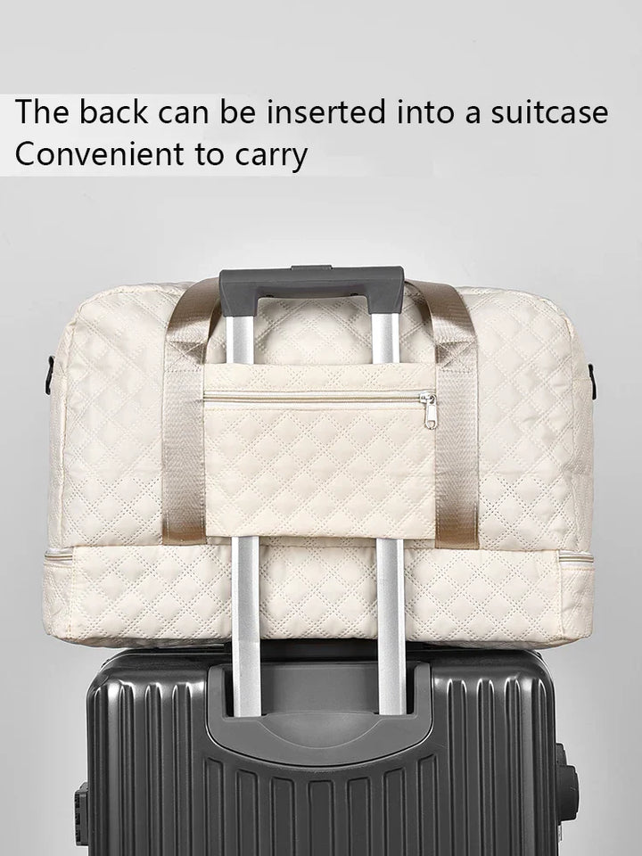 Karnz | Raumio TravelFlex Leichte Reisetasche mit Rautenmuster | Große Sport- & Wochenendtasche mit Schuhfach & Nassfach | Handgepäcktauglich & faltbar