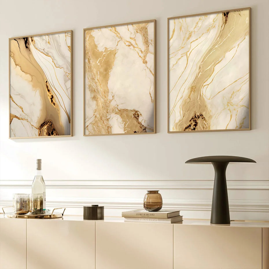 Moderne abstrakte schwarze beige goldene flüssige Marmorprint-Wandkunst Fine Art Leinwanddrucke Bilder für Wohnzimmer Schlafzimmer Kunst Dekor | Karnz