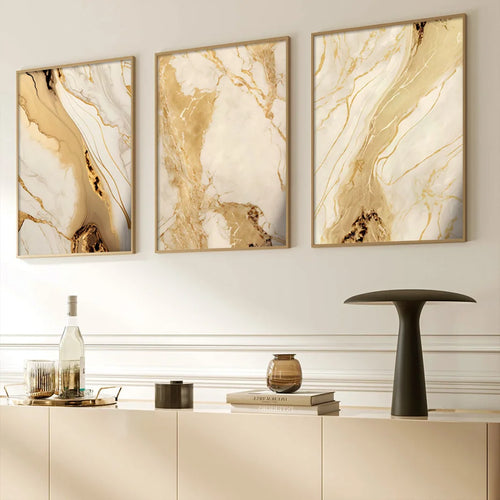 Moderne abstrakte schwarze beige goldene flüssige Marmorprint-Wandkunst Fine Art Leinwanddrucke Bilder für Wohnzimmer Schlafzimmer Kunst Dekor | Karnz