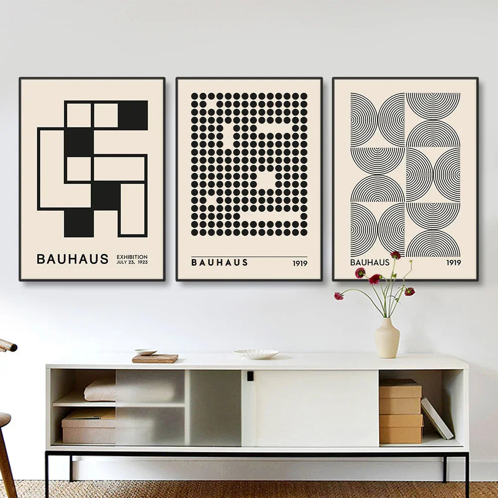 Vintage Retro Geometric Abstract Bauhaus Expo Kunst Galerie Poster Wandkunst Feine Kunst Leinwanddrucke Bilder Für Wohnzimmer Esszimmer Home Office Dekor | Karnz