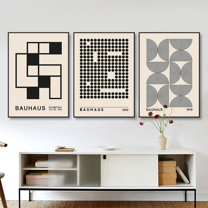 Vintage Retro Geometric Abstract Bauhaus Expo Kunst Galerie Poster Wandkunst Feine Kunst Leinwanddrucke Bilder Für Wohnzimmer Esszimmer Home Office Dekor | Karnz