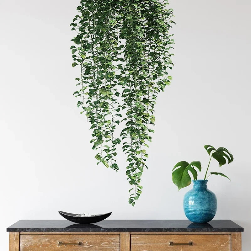 Realistische grüne Ranken Wandaufkleber 54x105cm grüne Blätter Wandsticker abnehmbar abziehbar und aufkleber PVC Vinyl Wandmural für kreative DIY Wohnkultur | Karnz