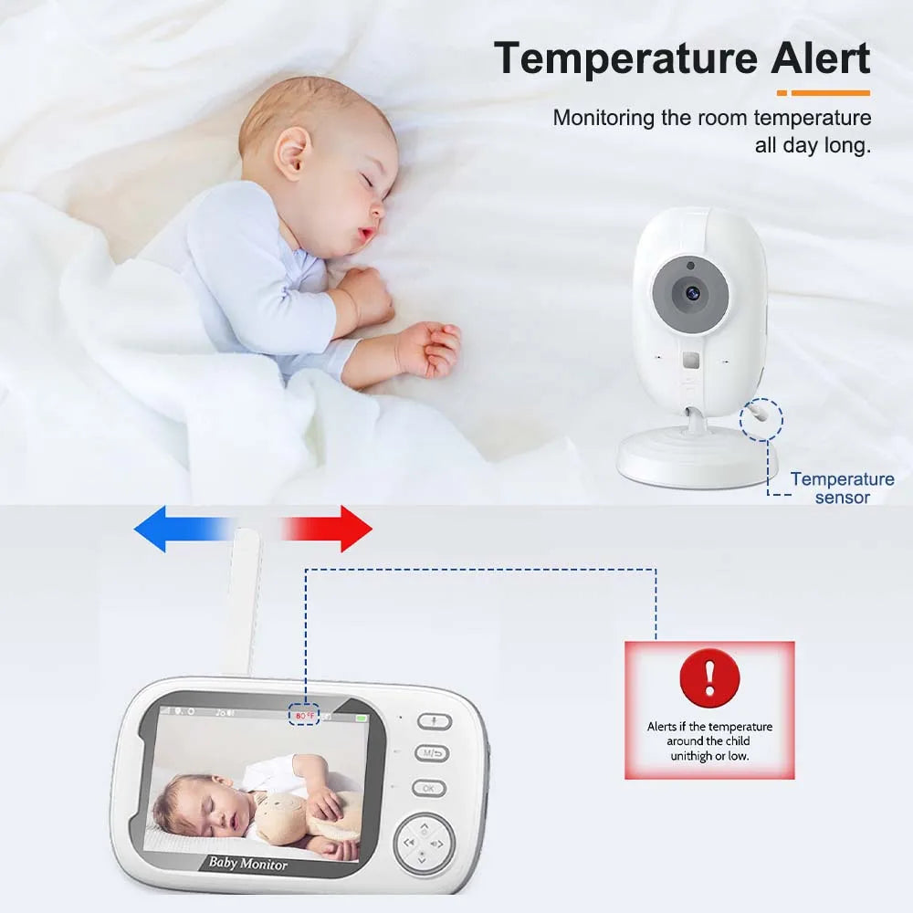 3,5-Zoll-Video-Babyphone mit Nachtsicht, Temperaturanzeige und Zwei-Wege-Audio