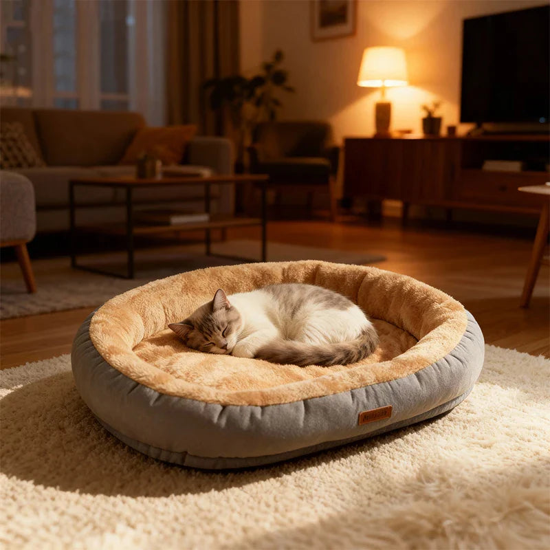 Oval Plush Bett für Hunde & Katzen Karnz