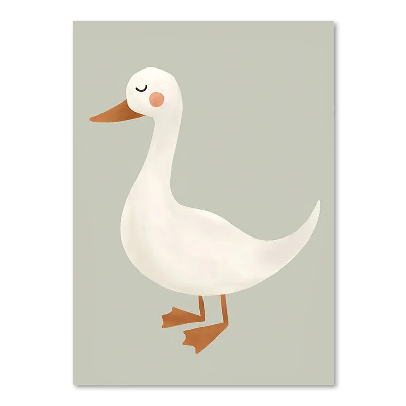 Niedliche Baby Tiere Kinderzimmer Wandkunst Illustrationen Fine Art Leinwanddrucke Gänse Maus Löwe Eisbär Poster Bilder für das Kinderzimmer Wanddekoration | Karnz
