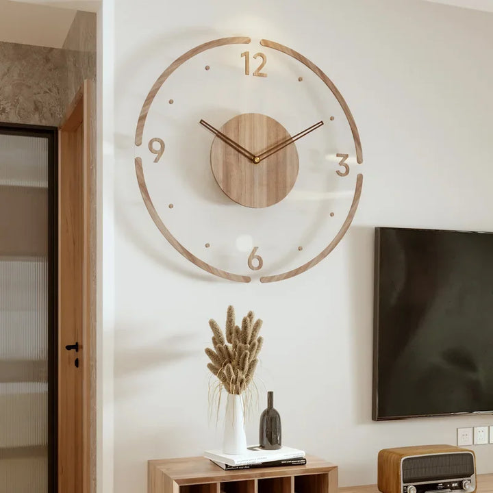 Transparente Holz-Wanduhr | Karnz