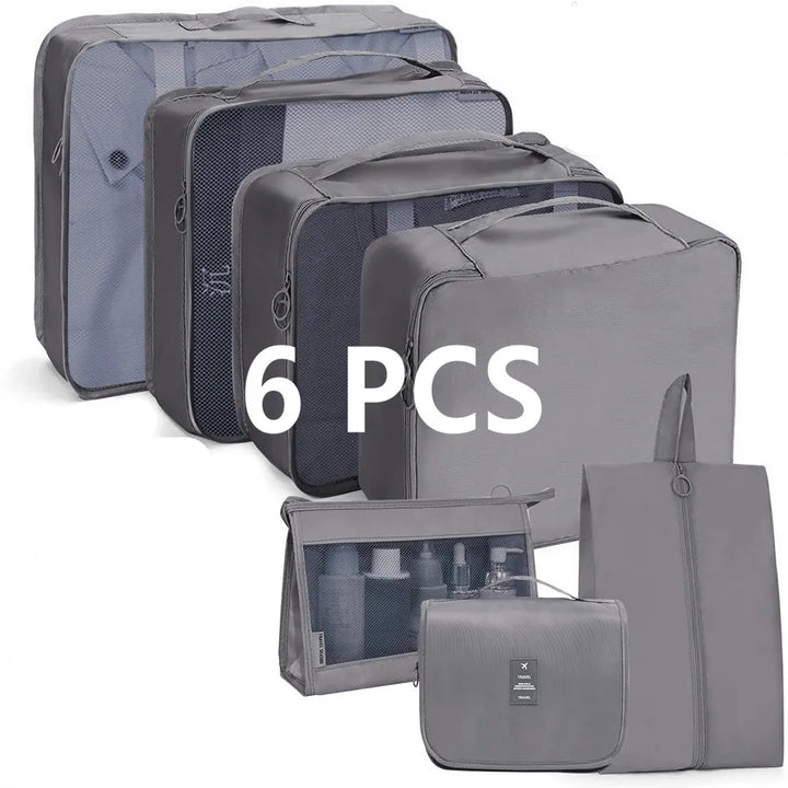 Karnz | TRAVORO Packwürfel Set | 6-teilig | Wasserdicht & Extra Volumen | Koffer Organizer für Herren