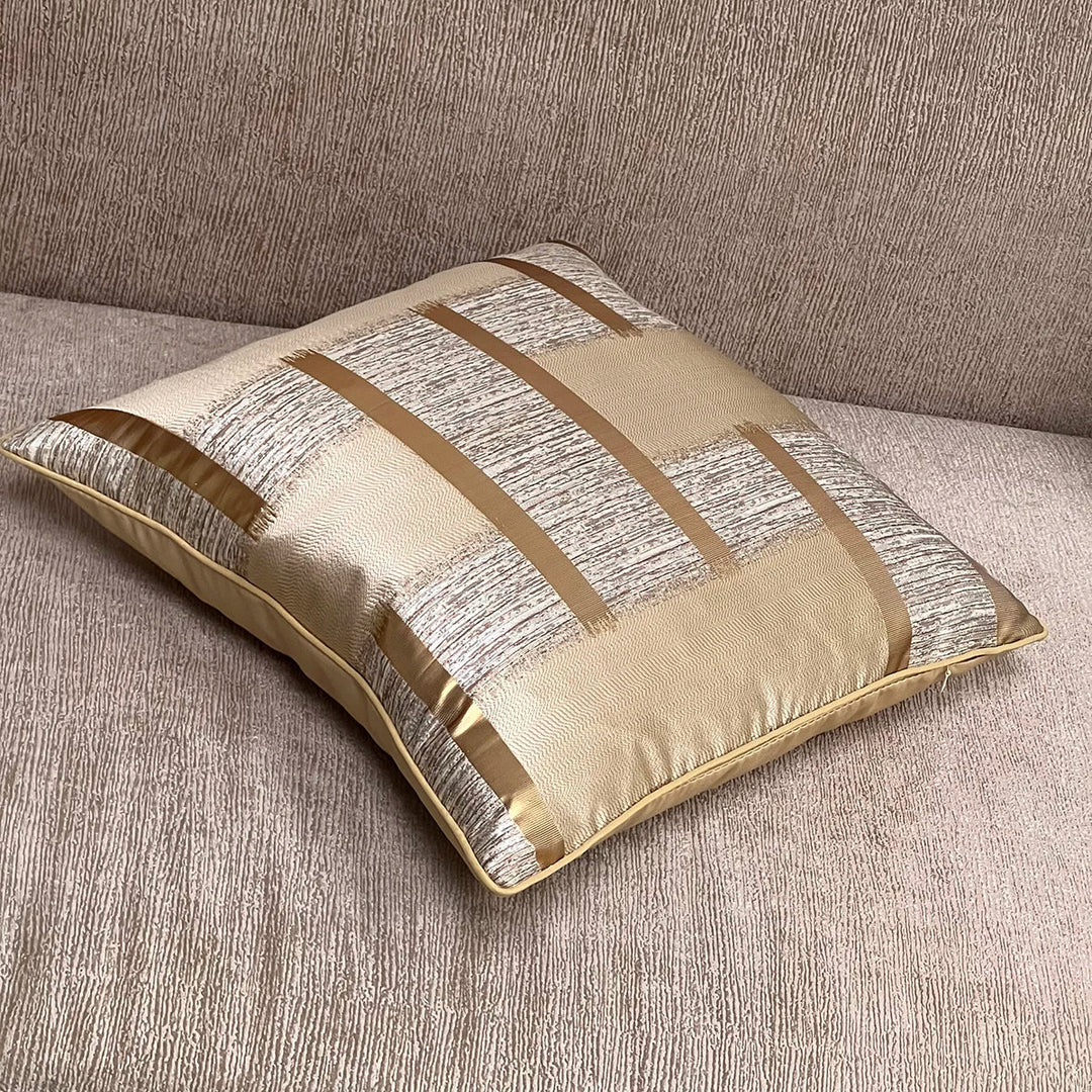 Glänzende Goldene Silber Streifen Jacquard Kissenbezüge 45x45cm Kissenbezüge Quadratischer Bezug Für Sofa Wurfkissen Licht Luxus Nordic Wohnkultur | Karnz