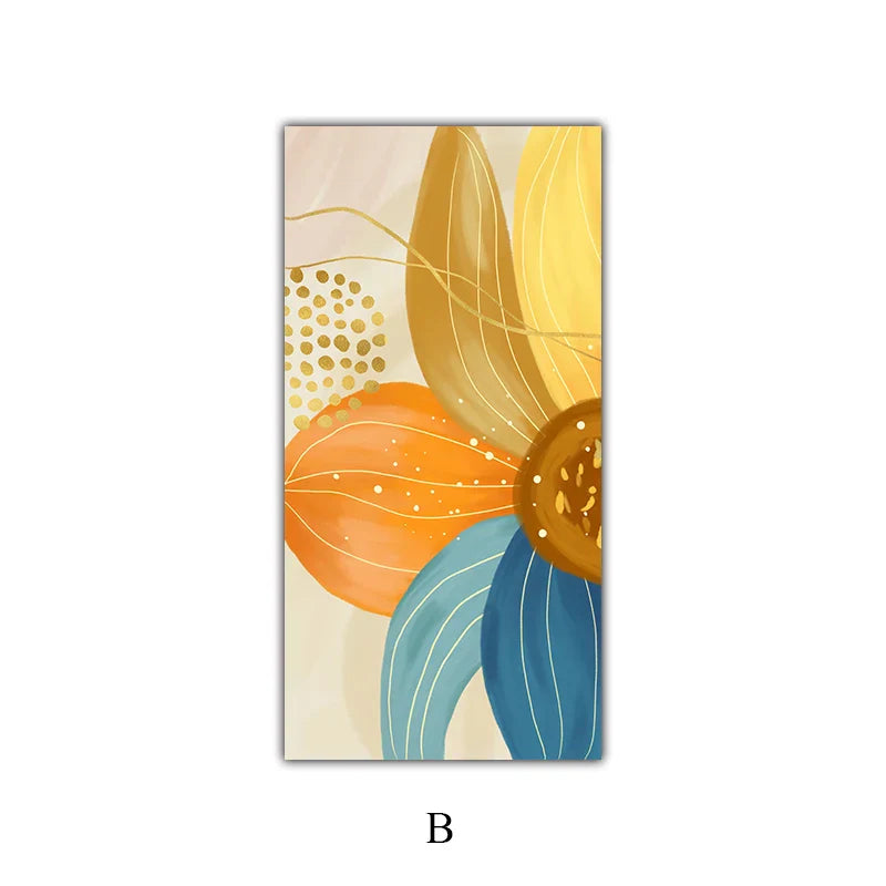 Große florale bunte abstrakte Wandkunst Fine Art Leinwanddrucke orange-gelbe Blütenposter Bilder für das Wohnzimmer Wohnkultur | Karnz