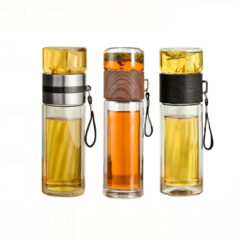 Karnz | 2in1 doppelwandige Thermo Smarte Teeglasflasche