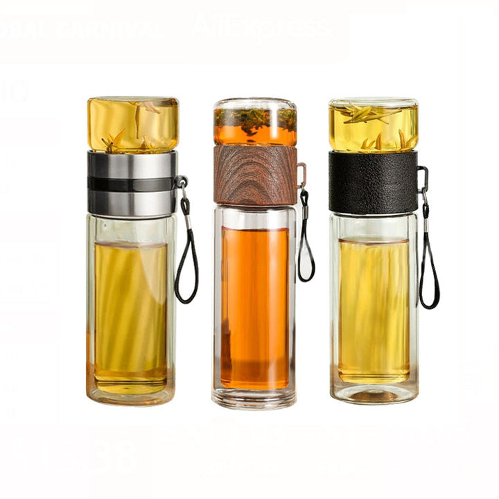 Karnz | 2in1 doppelwandige Thermo Smarte Teeglasflasche