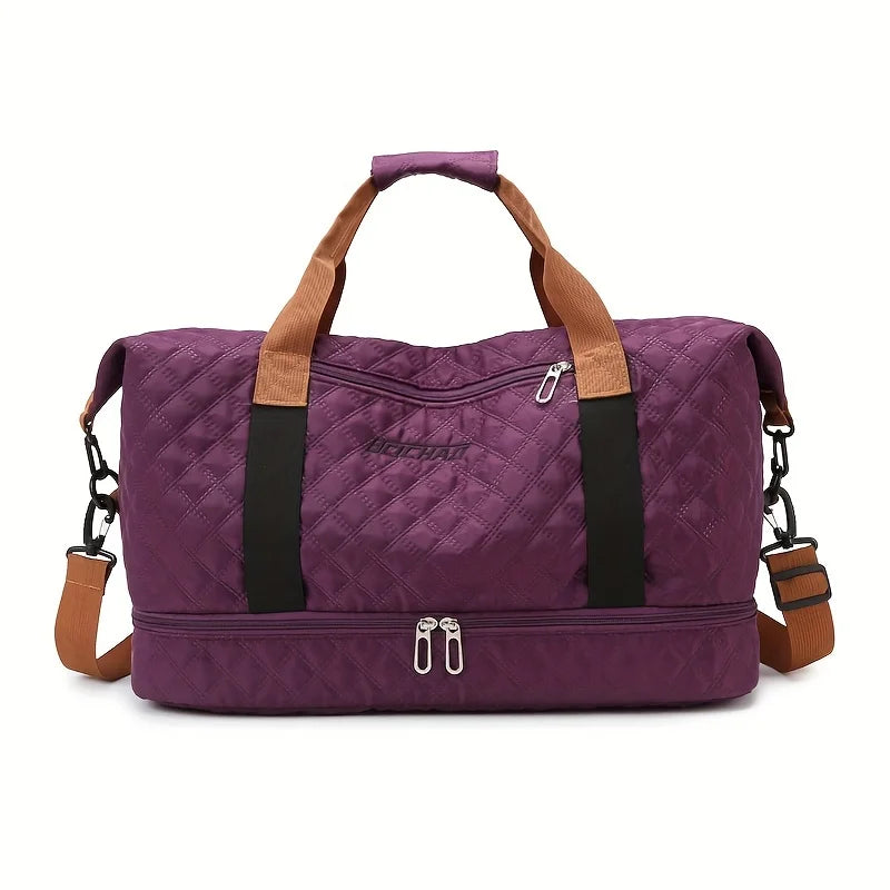 Karnz | Travessia Reisetasche mit Schuhfach | Große Kapazität & Rautenmuster | Nylon Wochenendtasche für Sport, Kurzreisen & den Alltag