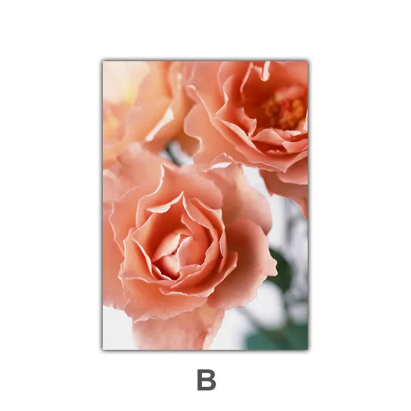 Rosa rote Rosen florale Wandkunst Feine Kunst Leinwanddrucke Moderne botanische Poster Bilder für Wohnzimmer, Schlafzimmer Kunst Dekor | Karnz
