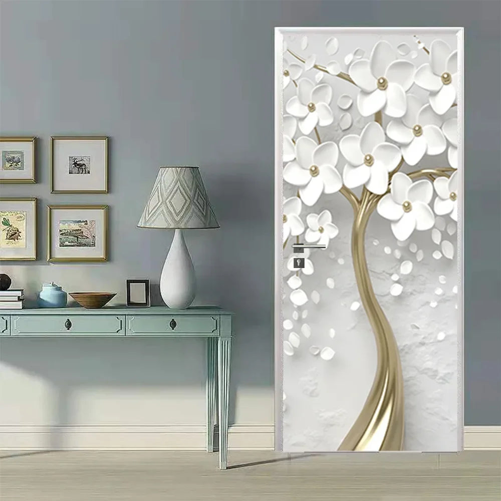 Moderne abstrakte Perlen geometrische Türaufkleber Mural abnehmbar PVC Vinyl Peel N Stick Wandkunst Mural Dekor für Innentüren Kreative DIY Wohnkultur | Karnz