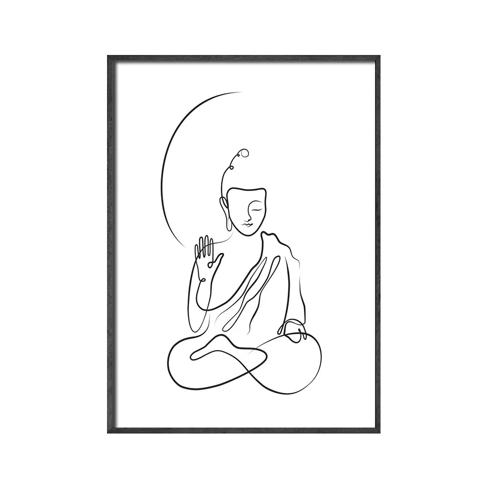 Minimalist Buddha Poster Lotus Wandkunst Linienkunst Fine Art Leinwanddrucke Inspirierende Meditationsbilder Für Wohnzimmer Salon Spa Wanddekoration | Karnz