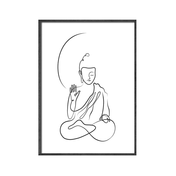 Minimalist Buddha Poster Lotus Wandkunst Linienkunst Fine Art Leinwanddrucke Inspirierende Meditationsbilder Für Wohnzimmer Salon Spa Wanddekoration | Karnz