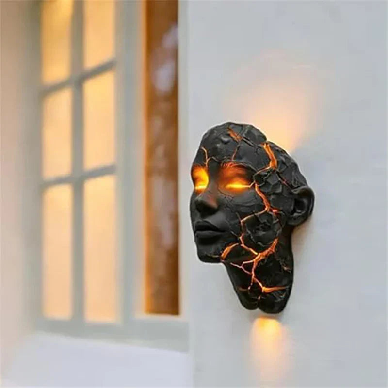 Vulkanische Gesichts-Lava-Riss-Wandkunstlampe