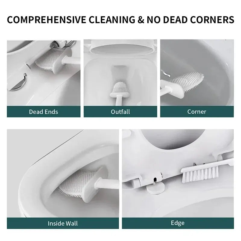 Karnz | Toilettenbürste HygieBrush DuoClean | 2-in-1 Silikon-WC-Bürstenset mit Wandhalterung | Antibakteriell & platzsparend