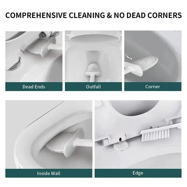 Karnz | Toilettenbürste HygieBrush DuoClean | 2-in-1 Silikon-WC-Bürstenset mit Wandhalterung | Antibakteriell & platzsparend