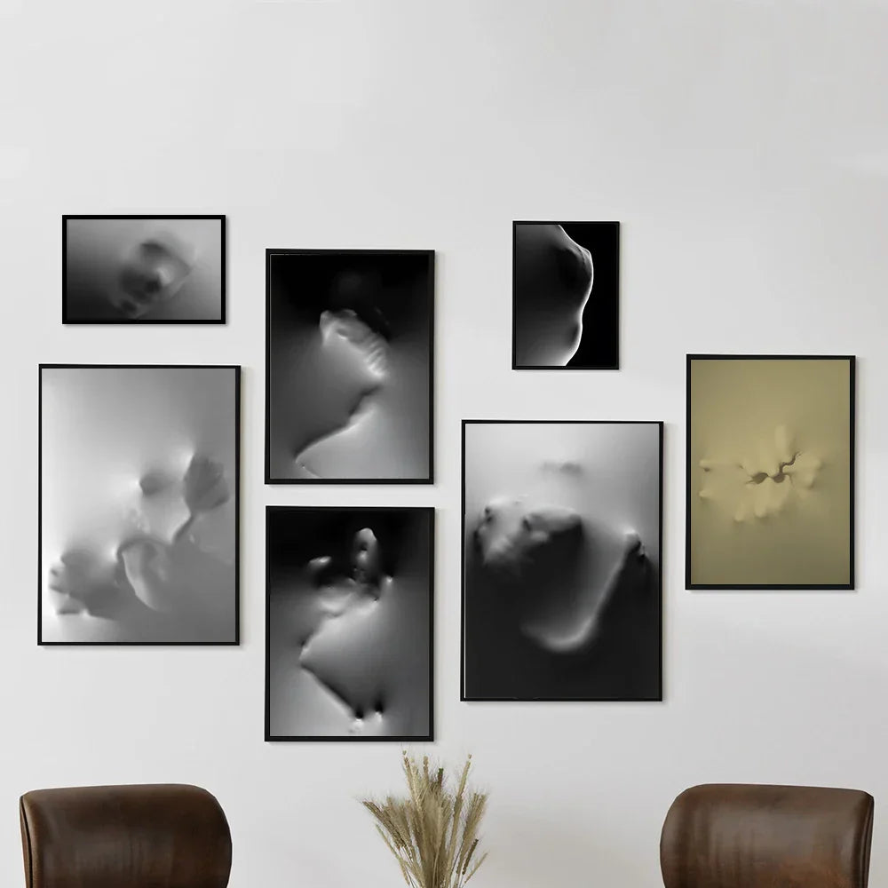 Moderne Kunst Abstrakte Gespenstische Figuren In Der Wand Leinwanddrucke Schwarz Weiß Wandkunst Poster Bilder Für Wohnzimmer Schlafzimmer Kunst Dekor | Karnz