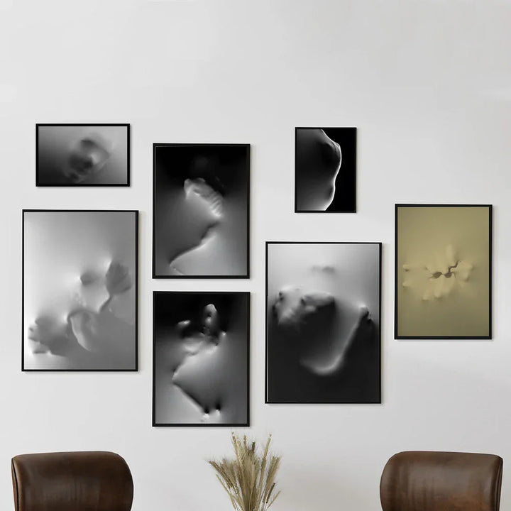 Moderne Kunst Abstrakte Gespenstische Figuren In Der Wand Leinwanddrucke Schwarz Weiß Wandkunst Poster Bilder Für Wohnzimmer Schlafzimmer Kunst Dekor | Karnz