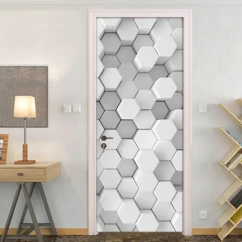 Moderne abstrakte Perlen geometrische Türaufkleber Mural abnehmbar PVC Vinyl Peel N Stick Wandkunst Mural Dekor für Innentüren Kreative DIY Wohnkultur | Karnz
