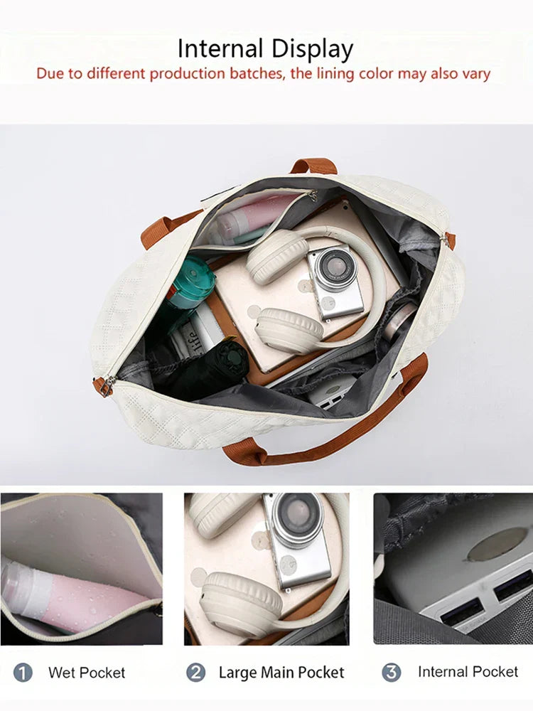 Karnz | Travessia Reisetasche mit Schuhfach | Große Kapazität & Rautenmuster | Nylon Wochenendtasche für Sport, Kurzreisen & den Alltag
