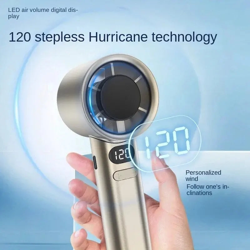 Tragbarer Mini bladeless Handventilator – USB wiederaufladbarer tragbarer persönlicher Ventilator mit 120-Geschwindigkeit Hochgeschwindigkeitsluftstrom, elektrischer Kühventilator | Karnz