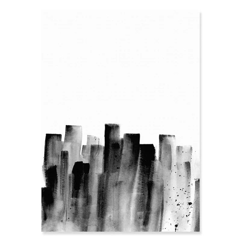 Schwarz Weiß Wandkunst Minimalistisch Abstract Tinte Pinsel Striche Fine Art Leinwanddrucke Poster Bilder Für Wohnzimmer Home Office Kunst Dekor | Karnz