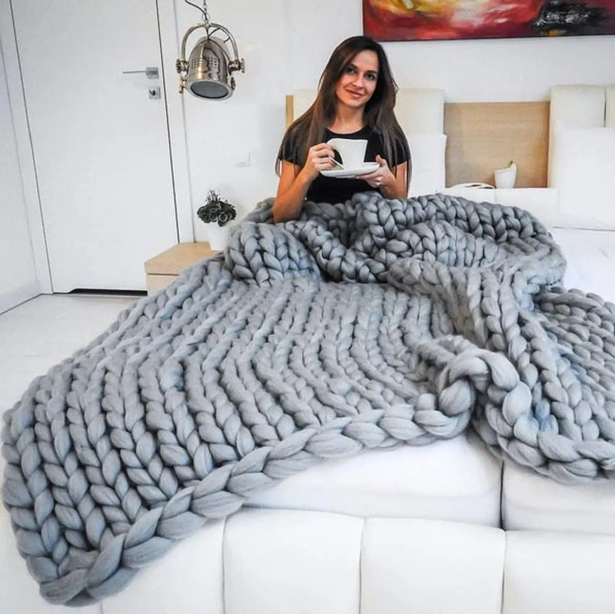 Grobstrickdecke – Kuschelige Wolldecke für jedes Zimmer – Weich und warm – Perfekt für Sofa und Bett