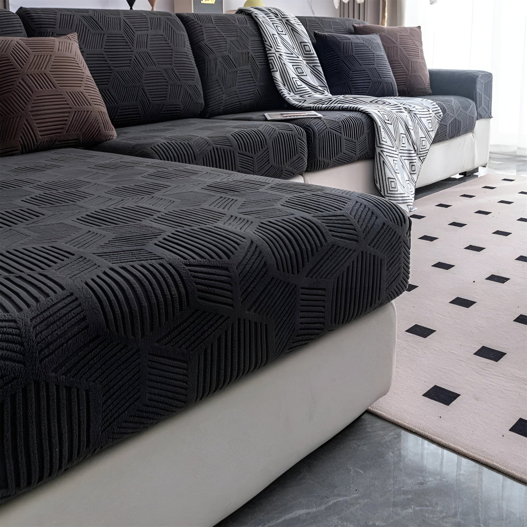 Jacquard-Sofabezug mit geometrischem Muster – weich und haustierfreundlich | perfekt zum Schutz und für gemütliche Wohnräume | Karnz