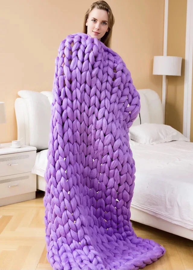 Grobstrickdecke – Kuschelige Wolldecke für jedes Zimmer – Weich und warm – Perfekt für Sofa und Bett