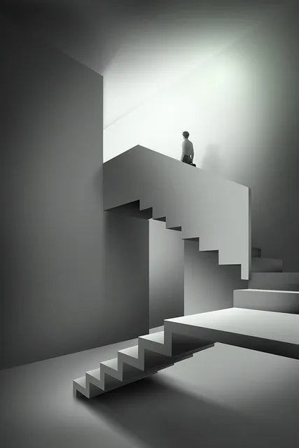 Moderne geometrische architektonische Landschaften Wandkunst Fine Art Leinwanddrucke Bilder für Studio, Home Office, Eingangsbereich Inspirierende Kunstdeko | Karnz