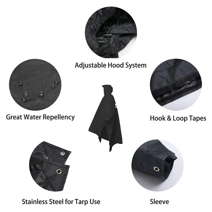 3-in-1 Tragbarer Wasserdichter Regenmantel - Verstellbar, Leicht und Wiederverwendbar für Männer und Frauen, Ideal für Wandern, Jagen und Klettern