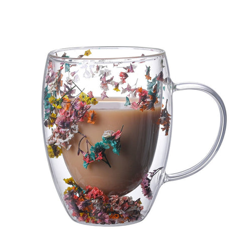 Doppelwandige Trockenblumen-Glasbecher