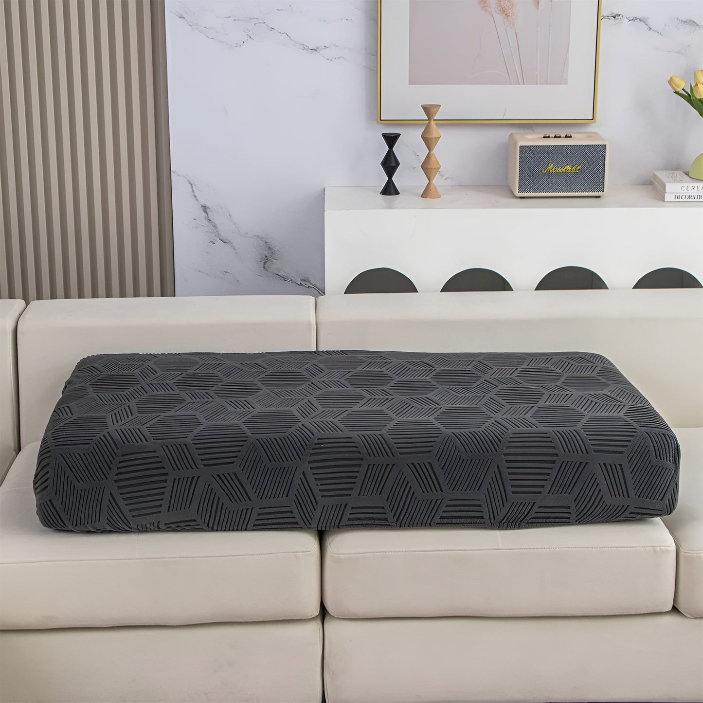 Jacquard-Sofabezug mit geometrischem Muster – weich und haustierfreundlich | perfekt zum Schutz und für gemütliche Wohnräume | Karnz